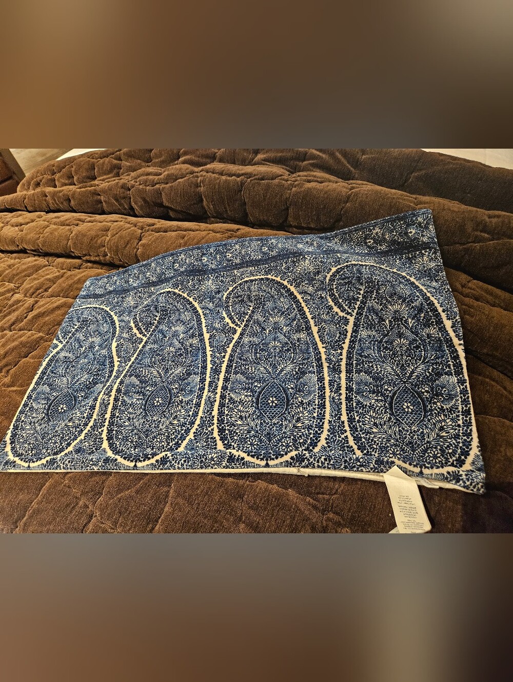 Blue Paisley Pillow Cover